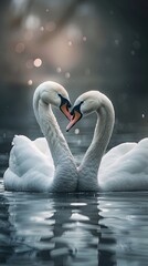 Fototapeta premium This enchanting scene captures a moment of natural beauty and harmony, symbolizing love and unity in the tranquil setting.