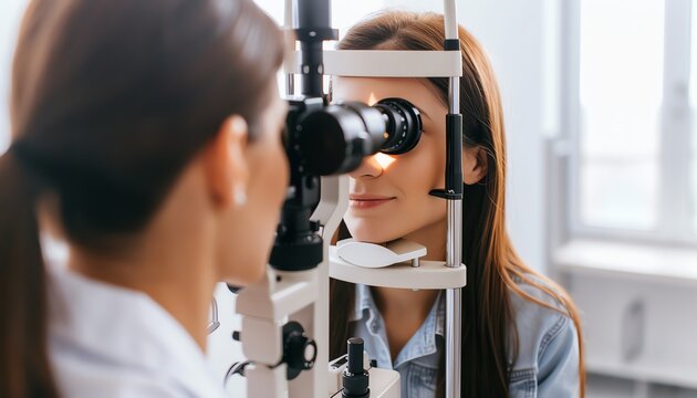 Optometrist explaining eye test results to patient, Patient education, Understanding eye health