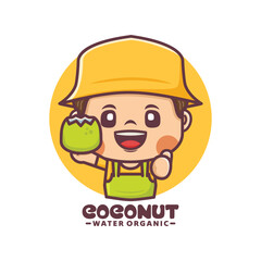 cute cartoon mascot design with coconut
