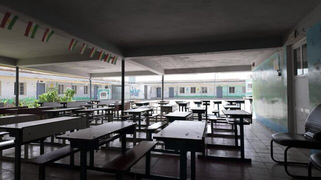 Public school in Erbil, Kurdistan Iraq on a weekend with no students in disrepair
