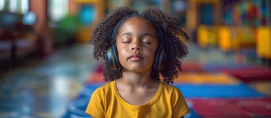 Obraz premium Young Girl Listening to Music
