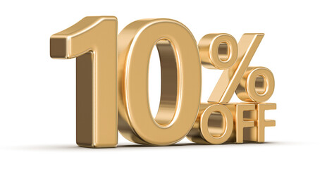 10 Percent Off Sale Gold Number 3D