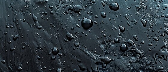 Panoramic close-up, high detail scan of large waterdrops texture, Generative AI