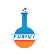 test tube and pharmacy logo. pharmacy and test tube concept