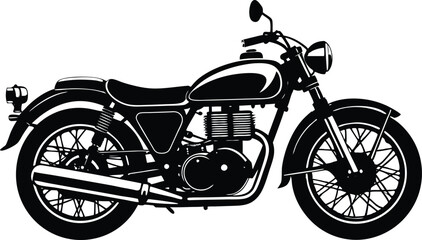 Obraz premium Old motorcycle silhouette vector, vintage motorcycle vector art