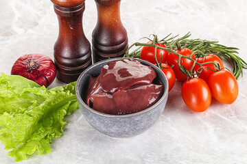 Raw turkey liver in a bowl ready for cooking