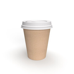 kraft coffee cup mockup isolated on white, front view
