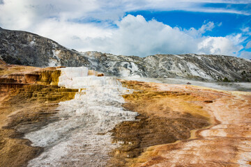 Mound Spring and Jupiter Terrace, Mammoth Hot Springs, Yellowstone National Park, Wyoming, United States of America