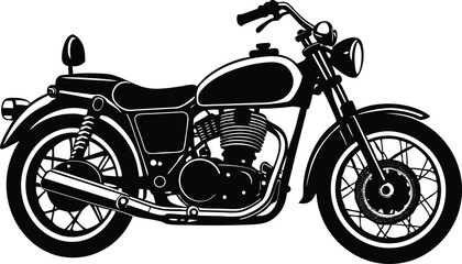 Obraz premium Old motorcycle silhouette vector, vintage motorcycle vector art