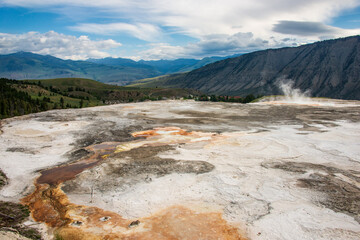 Upper Terrace at Mammoth Hot Springs in Yellowstone National Park in Wyoming United States