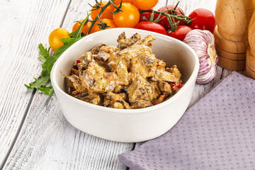 Roasted beef with cream sauce