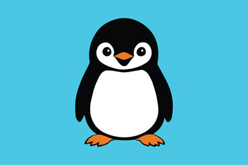 Cute penguin icon, Cartoon style. Vector illustration. For card, posters, banners, books, printing on the pack, printing on clothes, fabric, wallpaper, textile or dishes.