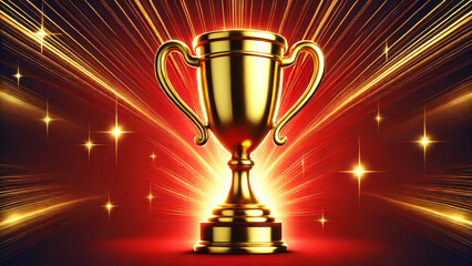 Shiny golden trophy for victory and success