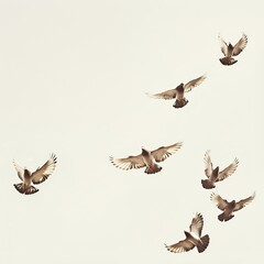 Obraz premium photo of A group of doves flying in the sky, white background 