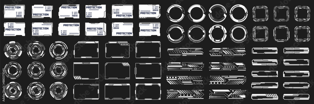 Wall mural set of hud futuristic interface elements and digital frames collection