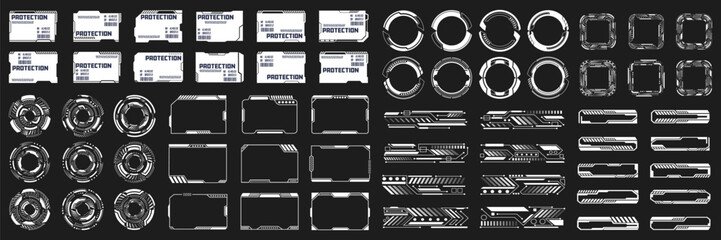 Set of HUD Futuristic Interface Elements and Digital Frames Collection