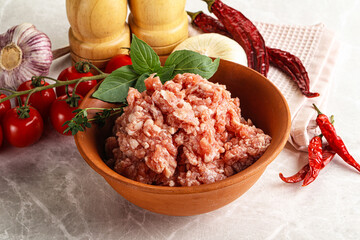 Raw minced pork uncooked meat