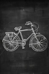 Obraz premium A chalk drawing of a bicycle on a blackboard, suitable for educational or creative purposes