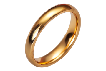 Gold wedding rings isolated on transparent background