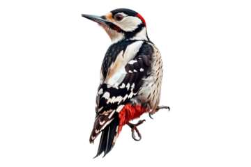 Great spotted woodpecker isolated on transparent background