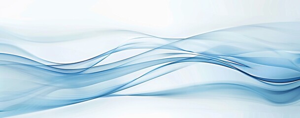 Abstract Blue Waves on White Background