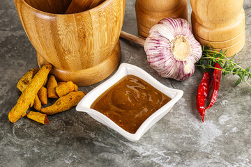 Indian curry sauce in the bowl