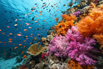 Naklejka premium A vibrant coral reef with diverse marine life AI generated