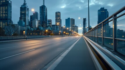urban landscapes at dawn or dusk, featuring iconic city landmarks, empty streets, and illuminated skyscraers