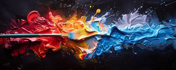 A splash of paint on a canvas, its colors bleeding and blending into each other.
