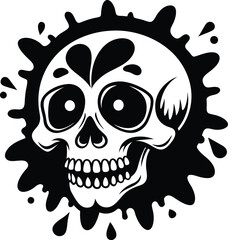 Maxican skull with splash illustration mexican, skull, dead, death, skeleton, scary, muertos, rose, sugar, vintage, traditio