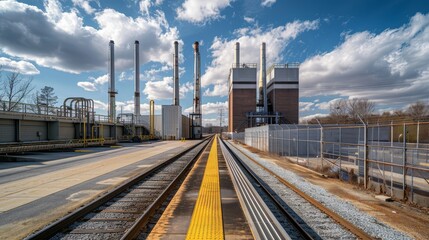 Fototapeta premium Fascinating views of industrial plants and urban industrial zones, including factories chimneys