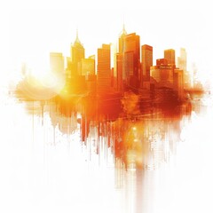 Obraz premium Urban Heatwave - Photorealistic Cityscape in Warm Hues on White Background