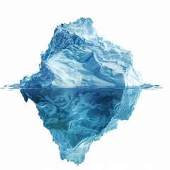 Obraz premium Solitude of Melting Iceberg - Photorealistic Environmental Element in Blue Tones Isolated on White Background