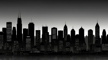 Obraz premium urban panorama cityscape skyline building silhouettes horizontal vector illustration, generative.ai 