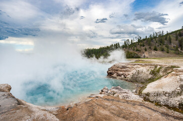 Excelsior Geyser Crater in Midway Geyser Basin, Yellowstone National Park, Wyoming