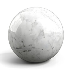 White marble stone sphere isolated on white background