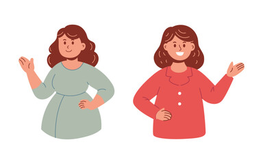 Flat Woman Pointing Up at Something