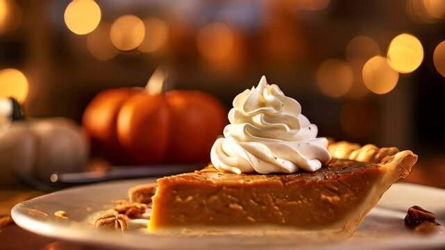 Traditional Thanksgiving pumpkin pie with crust
