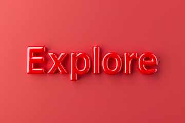 "EXPLORE" text in sleek red font on a  red background