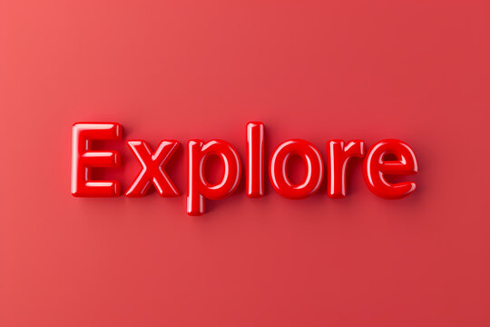 "EXPLORE" text in sleek red font on a  red background
