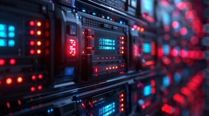Fototapeta premium Modern Data Center with High-Tech Servers - Generative AI