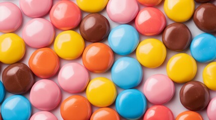 Multi-colored round and oval candies forming a seamless bulk pattern, rich in details, realistic photography, cinematic lighting, hyper realistic textures, focus cover all object