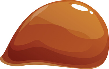 Glossy caramel sauce drop is flowing down, delicious sweet topping