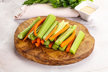 Vegan cuisine - dietary celery and carrot cticks