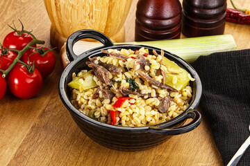Bulgur with lamb and vegetables