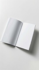 Open blank book mockup on white background.