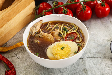 Japanese Miso soup with chicken