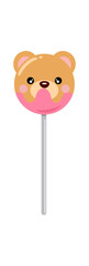 Sweet teddy bear lollipop isolated on white