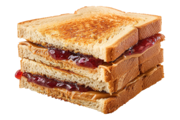 Peanut butter and jelly sandwich isolated on transparent background