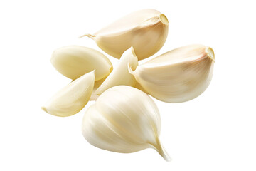 Peeled garlic isolated on transparent background